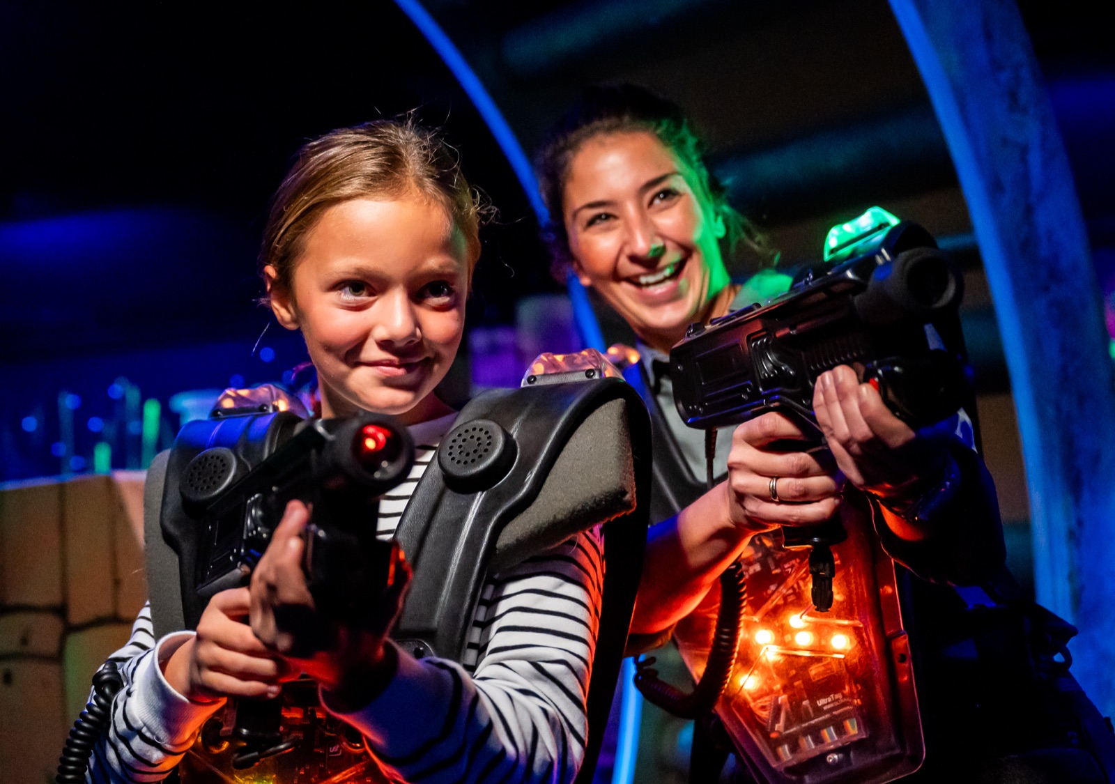 Een groep spelers met lasergamevesten bij Franky’s Nieuwegein